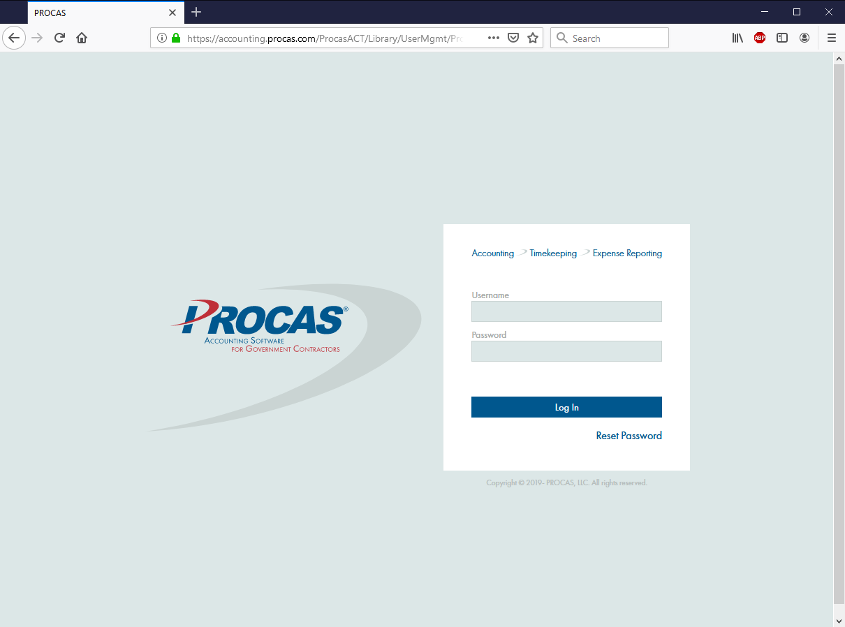 PROCAS Timekeeping and Expense Reporting Login