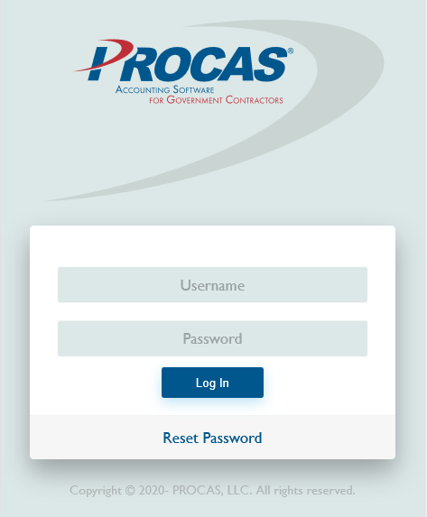 PROCAS Time Login Screen on Phone