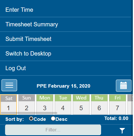Additional options for PROCAS Timesheets on phone or mobile device