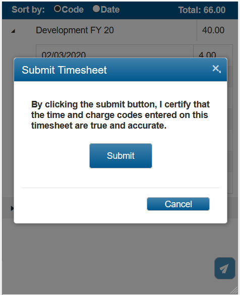 Submitting time in PROCAS timekeeping on phone or mobile device