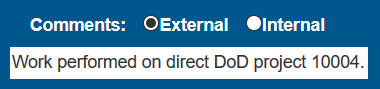 Where to record comments on PROCAS Timecard